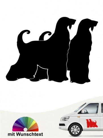 Doppelter  Afghane Hundeaufkleber mit Namen von anfalas.de