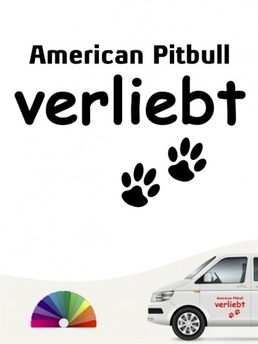 Hunde-Autoaufkleber American Pitbull verliebt von Anfalas.de