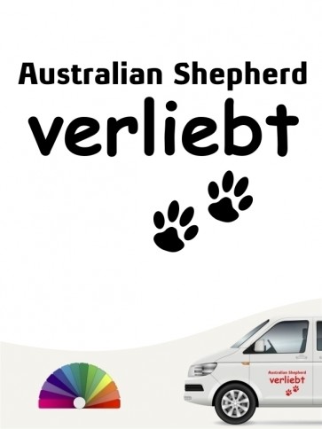Hunde-Autoaufkleber Australian Shepherd verliebt von Anfalas.de