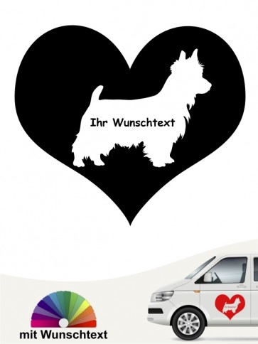 Australian Terrier Herzmotiv Autoaufkleber mit Wunschtext anfalas.de