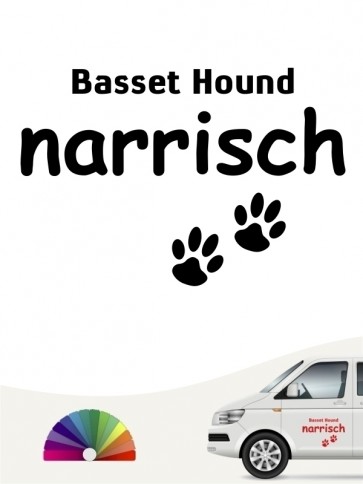 Hunde-Autoaufkleber Basset Hound narrisch von Anfalas.de