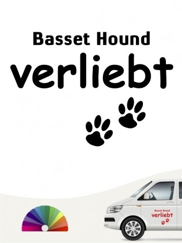 Hunde-Autoaufkleber Basset Hound verliebt von Anfalas.de