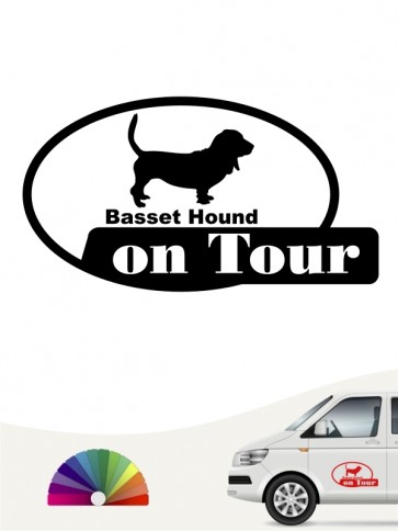 Basset Hound on Tour Heckscheibenaufkleber anfalas.de
