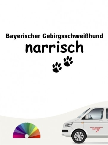 Hunde-Autoaufkleber Bayerischer Gebirgsschweißhund narrisch von Anfalas.de
