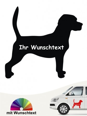 Beagle Aufkleber Silhouette mit Wunschtext anfalas.de