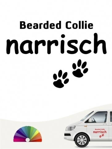 Hunde-Autoaufkleber Bearded Collie narrisch von Anfalas.de