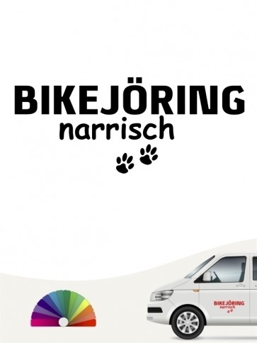 Hunde-Autoaufkleber Bikejöring narrisch von Anfalas.de