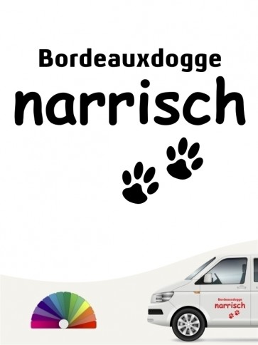 Hunde-Autoaufkleber Bordeauxdogge narrisch von Anfalas.de