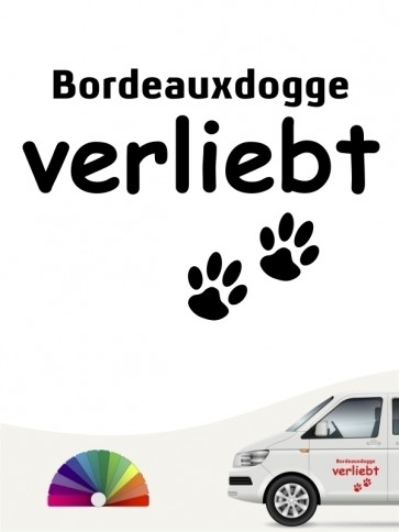 Hunde-Autoaufkleber Bordeauxdogge verliebt von Anfalas.de
