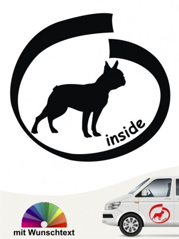 Boston Terrier inside Hundeaufkleber mit Text anfalas.de