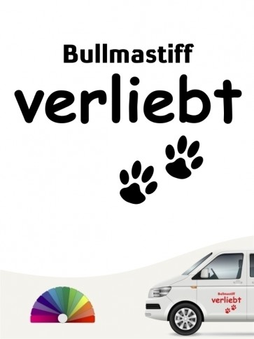 Hunde-Autoaufkleber Bullmastiff verliebt von Anfalas.de
