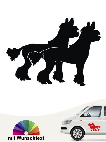 Chinesischer Schopfhund doppel Motiv mit Wunschtext anfalas.de