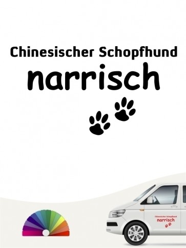 Hunde-Autoaufkleber Chinesischer Schopfhund narrisch von Anfalas.de