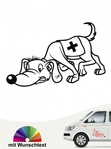Lustiger Rettungshund Suchhund Comic Aufkleber von anfalas.de