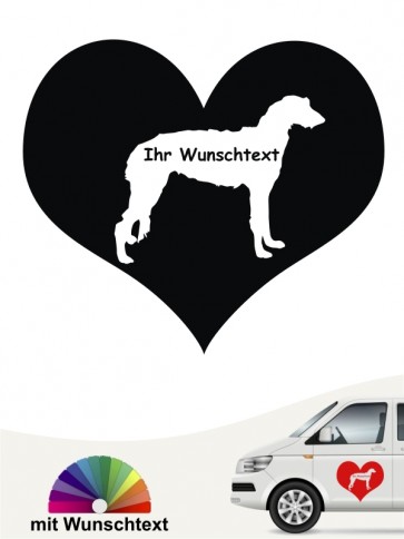 Deerhound im Herzmotiv mit Wunschname anfalas.de