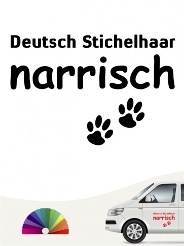 Hunde-Autoaufkleber Deutsch Stichelhaar narrisch von Anfalas.de