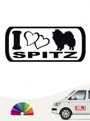 I Love Spitz Hundeaufkleber versch. Farben anfalas.de