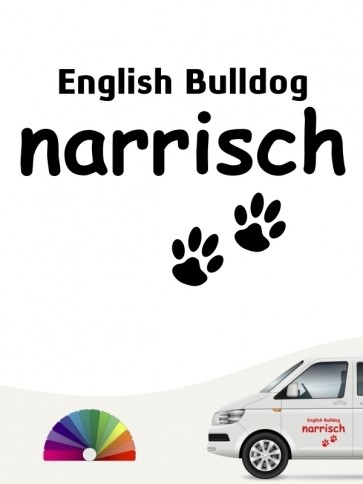 Hunde-Autoaufkleber English Bulldog narrisch von Anfalas.de