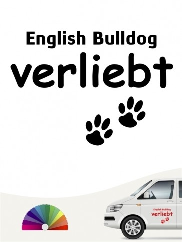 Hunde-Autoaufkleber English Bulldog verliebt von Anfalas.de