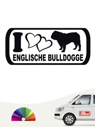 I Love English Bulldog Aufkleber anfalas.de