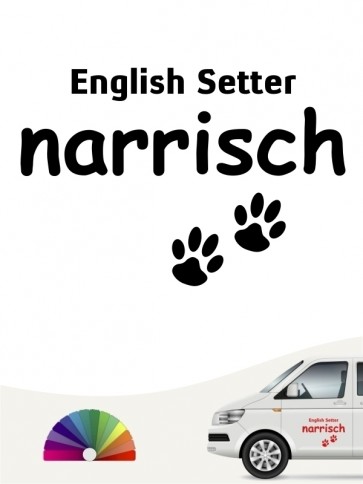 Hunde-Autoaufkleber English Setter narrisch von Anfalas.de