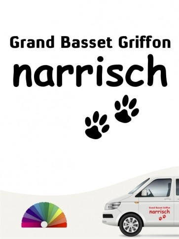 Hunde-Autoaufkleber Grand Basset Griffon narrisch von Anfalas.de