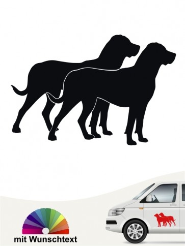 Grosser Schweizer Sennenhund doppel Silhouette Hundeaufkleber mit Wunschtext von anfalas.de