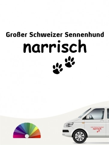 Hunde-Autoaufkleber Großer Schweizer Sennenhund narrisch von Anfalas.de