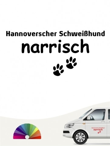 Hunde-Autoaufkleber Hannoverscher Schweißhund narrisch von Anfalas.de