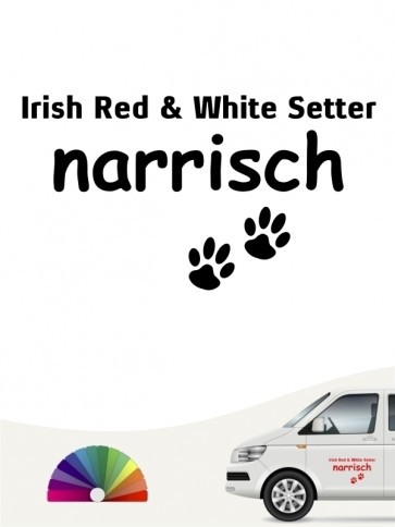Hunde-Autoaufkleber Irish Red & White Setter narrisch von Anfalas.de