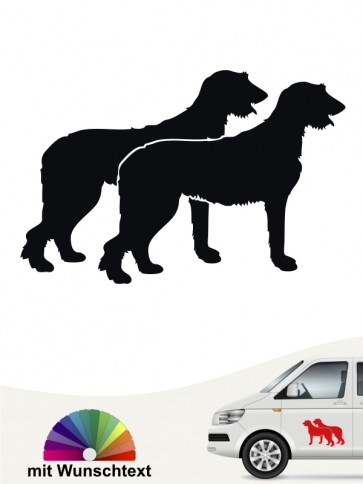 Doppelte Irish Wolfhound Autosticker Silhouette mit Wunschtext von anfalas.de