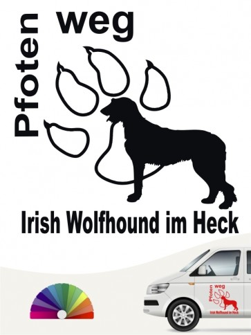 Autosticker Pfoten weg Irish Wolfhound im Heck von anfalas.de