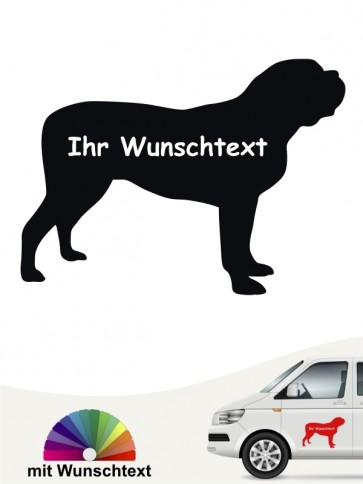 Mastiff Silhouette Aufkleber mit Wunschname von anfalas.de