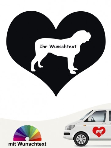 Mastiff Herzmotiv Sticker mit Wunschname von anfalas.de