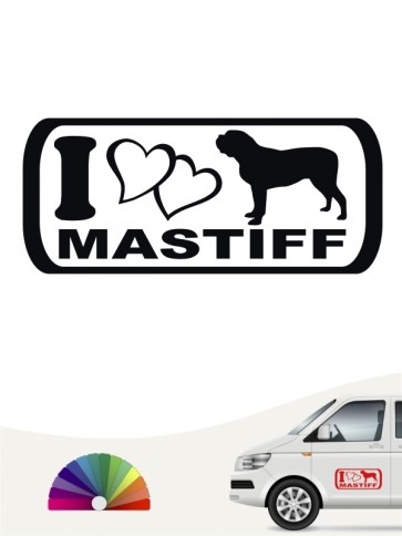 I Love Mastiff Aufkleber von anfalas.de