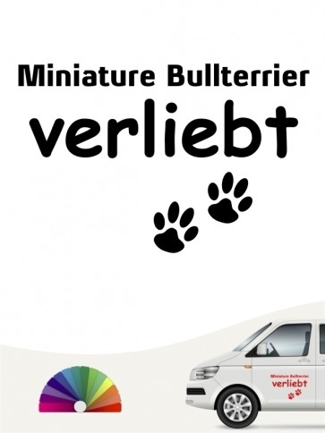 Hunde-Autoaufkleber Miniature Bullterrier verliebt von Anfalas.de