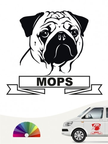 Hunde-Autoaufkleber Mops 15 von Anfalas.de