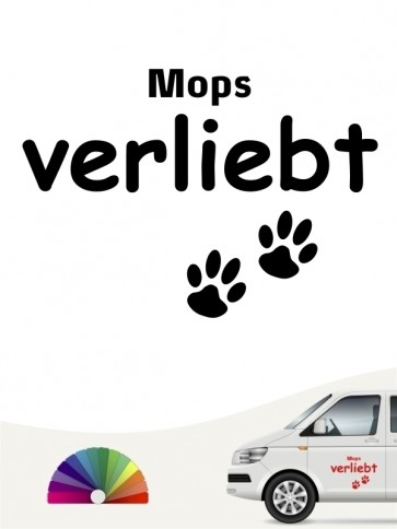 Hunde-Autoaufkleber Mops verliebt von Anfalas.de