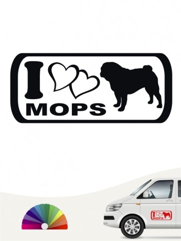 I Love Mops Heckscheibensticker von anfalas.de