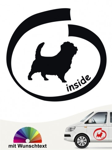 Norfolk Terrier inside Autoaufkleber mit Wunschtext von anfalas.de