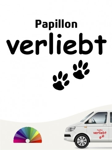 Hunde-Autoaufkleber Papillon verliebt von Anfalas.de