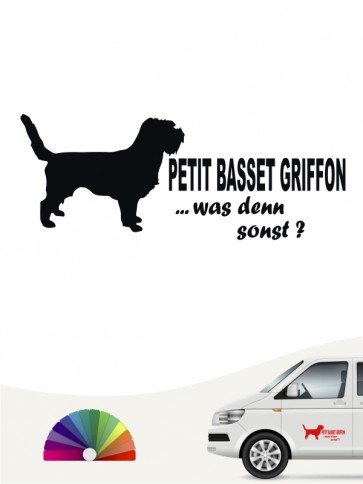 Petit Basset Griffon was denn sonst Heckscheibenaufkleber von anfalas.de