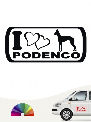 I Love Podenco Heckscheibenaufkleber von anfalas.de