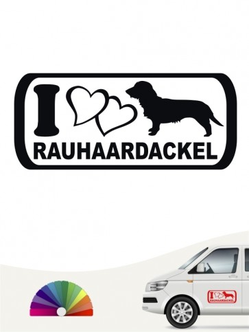 I Love Rauhaar Dackel Heckscheibenaufkleber von anfalas.de