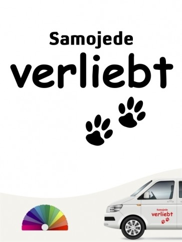 Hunde-Autoaufkleber Samojede verliebt von Anfalas.de