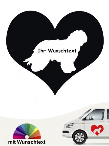 Schapendoes Sticker als Herzmotiv mit Wunschname anfalas.de