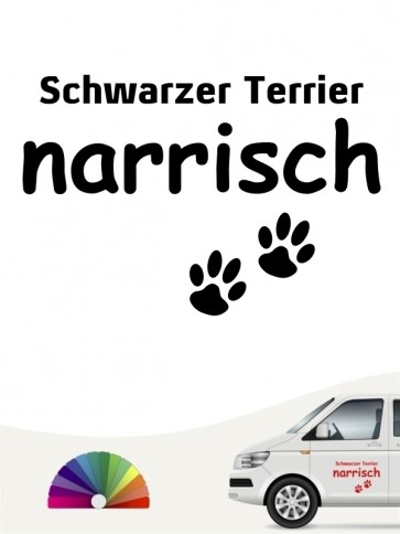 Hunde-Autoaufkleber Schwarzer Terrier narrisch von Anfalas.de