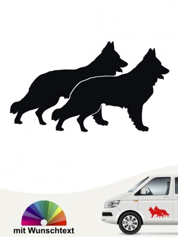 Schweizer Schäferhund doppel Silhouette Autosticker mit Wunschtext anfalas.de