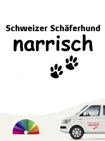 Hunde-Autoaufkleber Schweizer Schäferhund narrisch von Anfalas.de