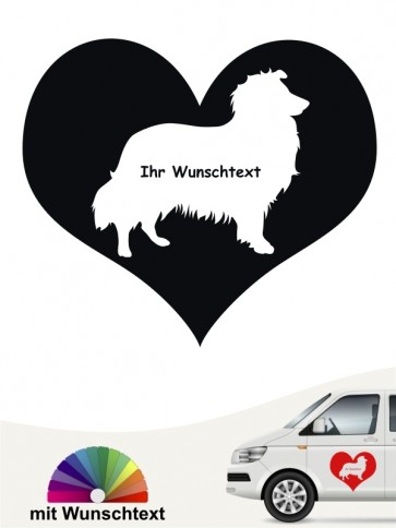 Sheltie Herzmotiv Sticker mit Wunschname anfalas.de